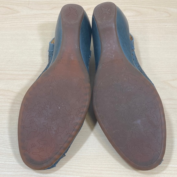 PIKOLINOS Romana Teal Leather Slingback with Floral Cutouts - Picture 7 of 12